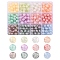 300Pcs 12 Colors Translucent Crackle Glass Beads Strands, with Glitter Powder, Round, Mixed Color, 8x7.5mm, Hole: 1mm, 25pcs/color