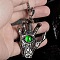Alloy Ruby Rhinestone Pendant 667 Stainless Steel Chain Necklaces, Stainless Steel Color, Evil Eye Hand, 23.62 inch(60cm)