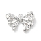 Brass Micro Pave Cubic Zirconia Pendants, Cadmium Free & Nickel Free & Lead Free, Bowknot Charms, Platinum, 15.5x19x4.5mm, Hole: 1.5mm