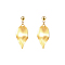 Stainless Steel Leaf Dangle Stud Earrings for Women, Golden, 40x16mm