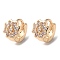 Rack Plating Brass Micro Pave Cubic Zirconia Hoop Earrings, Flower, Light Gold, 8.5x7mm