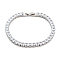 Brass Pave Clear Cubic Zirconia Square Link Bracelets, Nickle Free, Long-Lasting Plated, Platinum, 7-1/8 inch(18.2cm)