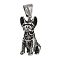 304 Stainless Steel Pendants, Bulldog Charm, Antique Silver, 29.5x12.5x15.5mm, Hole: 9.5x4mm