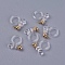 Transparent U Type Alloy Ear Clip, Painless Prevent Allergy Resin, Real 18K Gold Plated, 11x10x3mm, Hole: 2mm