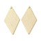 Rack Plating Brass Pendants, Cadmium Free & Nickel Free & Lead Free, Rhombus, Real 18K Gold Plated, 26x13.5x0.6mm, Hole: 1.2mm