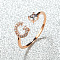 Brass Micro Pave Cubic Zirconia Cuff Rings for Women, Open Rings, Rose Gold, Letter G, Inner Diameter: 16~19mm
