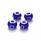 Handmade Evil Eye Lampwork European Beads, Large Hole Beads, with Platinum Color Core Brass Double Cores, Rondelle, Blue, 14~15x9~10mm, Hole: 5mm