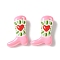 Handmade Lampwork Enamel Beads, Boot with Heart, Pink, 24x17x8~8.5mm, Hole: 1.4mm