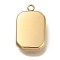Ion Plating(IP) 304 Stainless Steel Pendants, Rectangle Charm, Real 18K Gold Plated, 15x9.5x3.5mm, Hole: 1.4mm