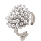 Rack Plating Brass Micro Pave Pearl Rings, Lead Free & Cadmium Free, Long-Lasting Plated, Heart, Adjustable