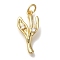 Rack Plating Brass Micro Pave Cubic Zirconia Pendants, Cadmium Free & Lead Free, Long-Lasting Plated, Leaf, Real 18K Gold Plated, 21x10x3mm, Hole: 3mm