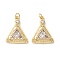 Rack Plating Brass Micro Pave Clear Cubic Zirconia Pendants, Cadmium Free & Nickel Free & Lead Free, Long-Lasting Plated, Triangle, Real 18K Gold Plated, 19x15x4mm, Hole: 2.8mm
