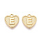 Alloy Pendants, Cadmium Free & Nickel Free & Lead Free, Heart with Letter, Real 18K Gold Plated, Letter.E, 16x15x2mm, Hole: 2mm