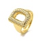 Letter Brass Micro Pave Clear Cubic Zirconia Open Cuff Ring for Women, Cadmium Free & Nickel Free & Lead Free, Real 18K Gold Plated, Letter D, 20x15.5mm, US Size 6(16.5mm)