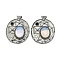 Opalite Oval Pendants, Rack Plating Antique Silver Plated Brass Pave Rhinestone Oval Charms, Cadmium Free & Lead Free, 45x35x8mm, Hole: 3.5mm