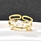Teardrop 925 Sterling Silver Cubic Zirconia Adjustable Cuff Rings for Women, Golden, 8mm, Inner Diameter: 16.2mm