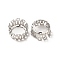 Brass Cabochon Settings, Open Back Bezel, Hollow Flat Round with Heart, Platinum, Tray: 10.5mm, 11.5x6mm
