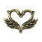 Tibetan Style Chandelier Component Links, Cadmium Free & Lead Free, Swan, Heart Shape, Antique Bronze, 39x52.5x3.5mm, Hole: 2mm and 1.8mm, about 149Pcs/1000G