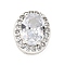 Brass Micro Pave Cubic Zirconia Beads, Silver, Oval, 11x9x7mm, Hole: 2x3mm