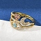 Brass Micro Pave Cubic Zirconia Finger Rings for Women, Rack Plating, Cadmium Free & Lead Free, Long-Lasting Plated, Real 18K Gold Plated, 12.5mm, US Size 7 1/4(17.5mm)