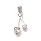 Brass Micro Pave Cubic Zirconia Pendants, Cadmium Free & Nickel Free & Lead Free, Heart Charms, Silver, 23.5x9x2.5mm, Hole: 3x1.5mm