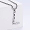 3Pcs 304 Stainless Steel Textured Letter Pendant Box Chain Necklaces, Stainless Steel Color, Letter L