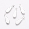 Rack Plating Brass Charms, Teardrop, Platinum, 14x4x1mm, Hole: 1.2mm