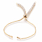Adjustable Brass Micro Pave Cubic Zirconia Chain Bracelet Making, Slider Bracelets Making, Clear, Golden, 9-1/2 inch(24cm), 1~3mm, Hole: 1mm