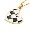 201 Stainless Steel Cable Chain Necklaces, Heart Alloy Enamel Pendant Necklaces, Golden, 15.08~15.55 inch(38.3~39.5cm)