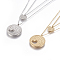 304 Stainless Steel Tiered Necklaces, with Cable Chains, Flat Round with Heart, Mixed Color, 18.11 inch(46cm), Pendant: 13x12x2mm and 28x25x3mm
