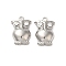 304 Stainless Steel Pendants, with Rhinestone, Owl Charms, Crystal, 15.5x10.5x4mm, Hole: 1.6mm