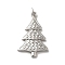 Non-Tarnish 304 Stainless Steel Pendants, with Jump Ring, Christmas Tree Charm, Stainless Steel Color, 28x18x3mm, Hole: 4mm