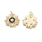 Brass Micro Pave Clear Cubic Zirconia Pendants, with Enamel & Jump Rings, Long-Lasting Plated, Flower, Real 18K Gold Plated, 23x23x2.7mm, Hole: 4.5mm, Jump Ring: 6x0.7mm, Hole: 4.5mm