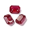 Glass Rhinestone Cabochons, Flat Back, Faceted, Rectangle, Siam, 8x6x3.5mm