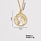 Minimalist Brass Flat Round with Map Pendant Necklace for Women, Golden, 15.75 inch(400mm)