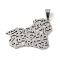 Non-Tarnish 201 Stainless Steel Pendants, Hollow, Cat Charm, Stainless Steel Color, 29x39x1.5mm, Hole: 4x7mm