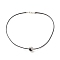 Eco-Friendly Korean Waxed Polyester Cord Necklaces, Yin Yang Cubic Zirconia Pendant Necklaces, Platinum, 16.53 inch(42cm)