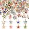80Pcs 8 Colors Rhinestone Pendants, with Light Gold Iron Findings, Star Charms, Cadmium Free & Nickel Free & Lead Free, Mixed Color, 16x14x10~11mm, Hole: 1~1.2mm, 10Pcs/color