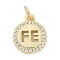 Brass Micro Pave Clear Cubic Zirconia Pendants, Flat Round Charms, Cadmium Free & Lead Free, Long-Lasting Plated, Rack Plating, with Jump Ring, Real 18K Gold Plated, 13x11x2.5mm, Hole: 3mm