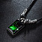 Luminous Alloy Glass Rectangle with Constellation Pendant Black Braided PU Leather Cord Necklaces, Platinum, Aries, 19.69 inch(50cm)