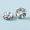 Brass Grade A Crystal Rhinestone Spacer Beads, Cadmium Free & Lead Free, Waves Edge, Rondelle, Silver, 8x3.5mm, Hole: 1mm
