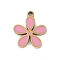 304 Stainless Steel Enamel Charms, Flower Charm, Real 18K Gold Plated, Ion Plating(IP), Pink, 11x9.5x1.5mm, Hole: 1mm