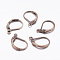 Brass Leverback Earring Findings, with Loop, Red Copper, Cadmium Free & Nickel Free & Lead Free, about 10mm wide, 15mm long, hole: 1mm
