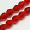 Glass Beads Strands, Faceted, teardrop, Red, 12x8mm, Hole: 1mm, about 56~58pcs/strand, 25~27 inch