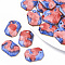 Handmade Porcelain Pendants, Ornamental with Gold, Rectangle, Royal Blue, 26x19x5mm, Hole: 1.8mm