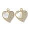 Brass Micro Pave Cubic Zirconia Pendants, Cadmium Free & Lead Free, with Shell, Heart, Real 18K Gold Plated, 18.5x17.5x4mm, Hole: 3mm