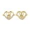 Brass Micro Pave Clear Cubic Zirconia Connector Charms, Heart Links with Crown, Real 18K Gold Plated, Cadmium Free & Nickel Free & Lead Free, 17x22.5x2.5mm, Hole: 1.4mm