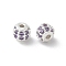 Brass Micro Pave Cubic Zirconia Beads, Nickel Free, Round, Silver, 4.5x4mm, Hole: 1mm