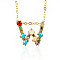 Golden Brass Micro Pave Cubic Zirconia Initial Pendants Necklaces, with Cable Chains, Colorful, Letter, Letter.W, 17.9~18.1 inch(45.5~46cm)x1.5mm, LetterW: 20x22x6mm