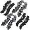 4 Pairs 2 Style Polyester & Nylon Embroidery Flower Lace Appliques, Sew on Ornament Accessories, Black, 252~265x75~83x1.5mm, 2 pairs/style